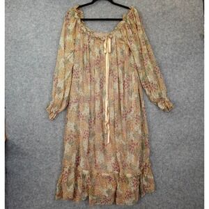 70s Vintage Pat Richards‎ Midi Dress S Whimsy Floral Union Boho Cottage Prairie